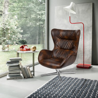 Flash Furniture ZB-WING-BOMB-GG Bomber Jacket LeatherSoft Swivel Wing Chair